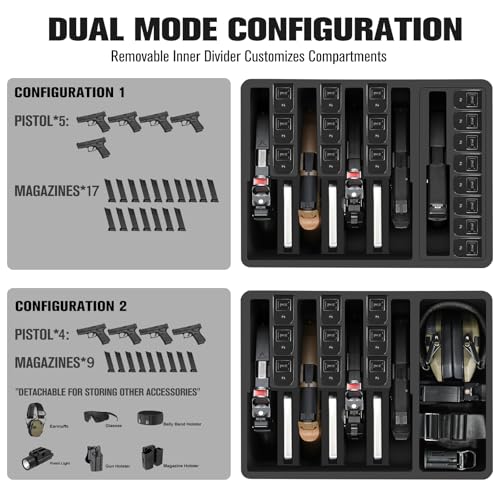 5 Pistol & 23 Magazine Gun Case – Modular Hard Case for Handguns & Storage