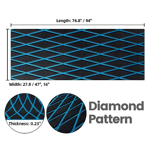 Black with Blue Lines EVA Boat Flooring Sheet 74x27 inches Marine Decking Mat