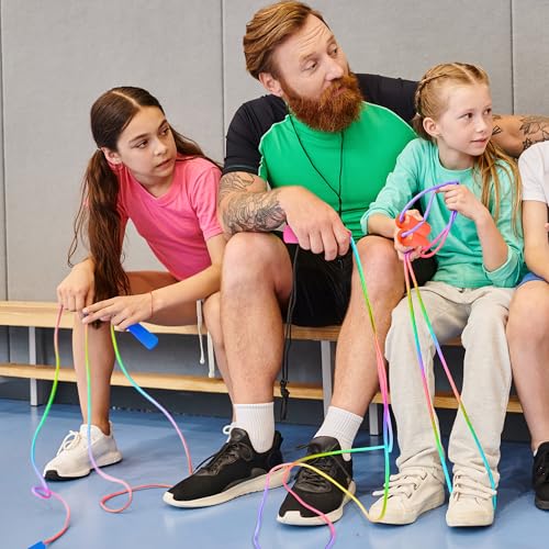 6 Pack Kids Jump Ropes - Adjustable Nylon Skipping Ropes with Handles