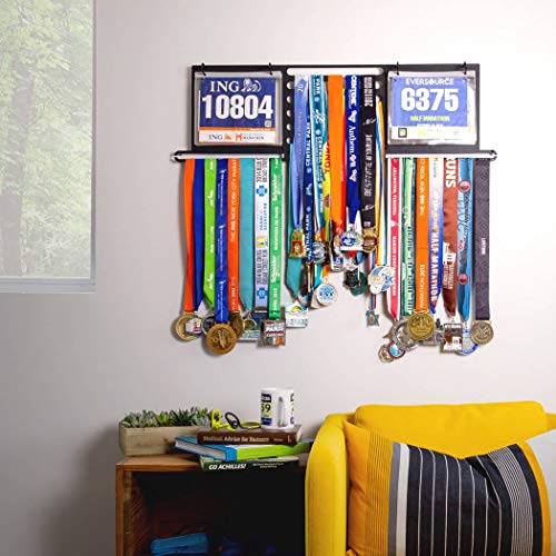 Race Bib and Medal Display Wall Mount - Holds 100+ Medals & 200 Bibs