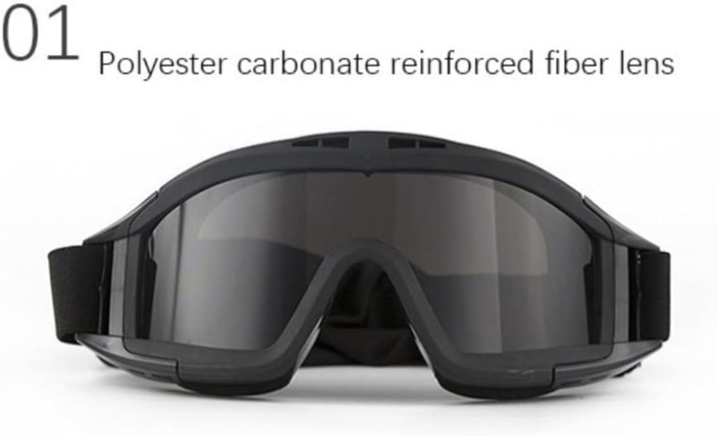 Skiennix Tactical Military Goggles - 3 Interchangeable Lenses for Wind & Dust Protection | Ideal for Airsoft & Cycling