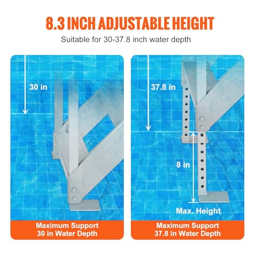 New 4-Step Aluminum Dock Ladder with Handrails - Adjustable Marine Pool & Lake Steps