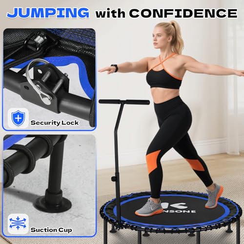 40/48 Inch Rebounder Trampoline for Adults with Bungee Cord, Quiet Exercise Equipment, 550LBS Capacity