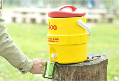 Igloo 2 Gallon Beverage Cooler - Vibrant Yellow and Red Design for Outdoor Fun