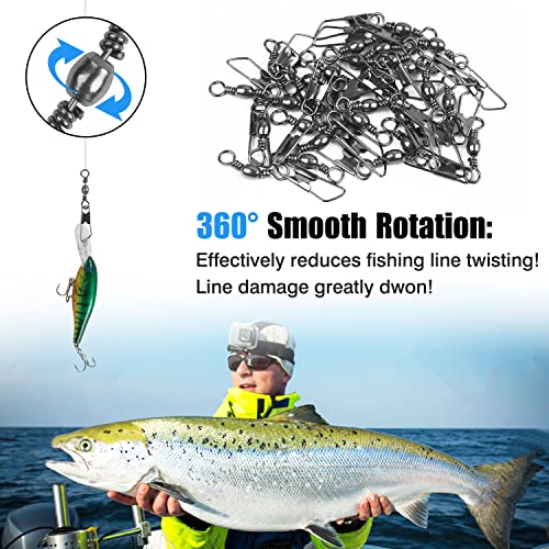 Fishing Swivels Snaps Set 60 Pcs Stainless Steel & Copper Tackle Connectors #1 / 60