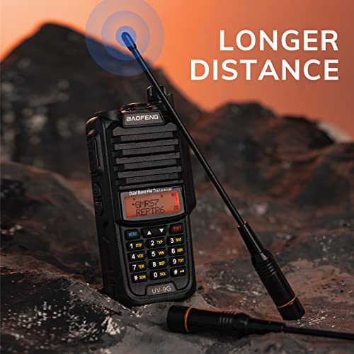 BAOFENG UV-9G GMRS Handheld Radio Waterproof Walkie Talkies 2 Pack + 15.5-Inch Antenna Cable
