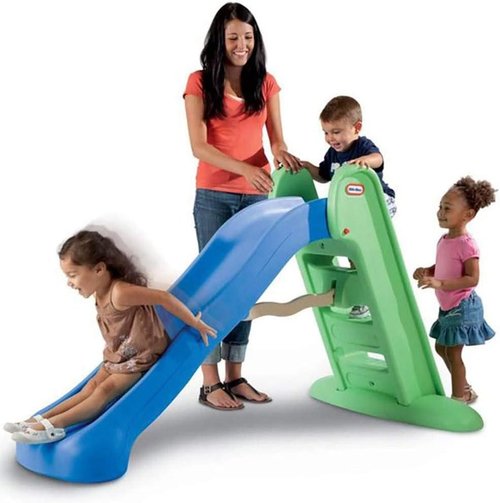 Little Tikes Easy Store Large Slide - Fun Outdoor Play Equipment for Kids | Blue/Green