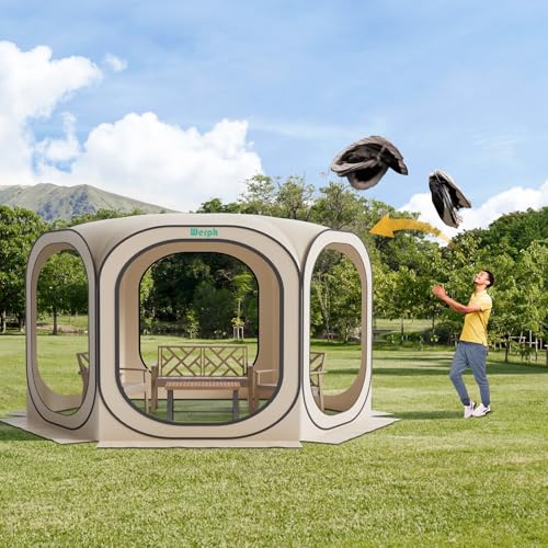 12x12 FT Pop Up Screen Tent - Mosquito Net Gazebo, UV Resistant, Beige