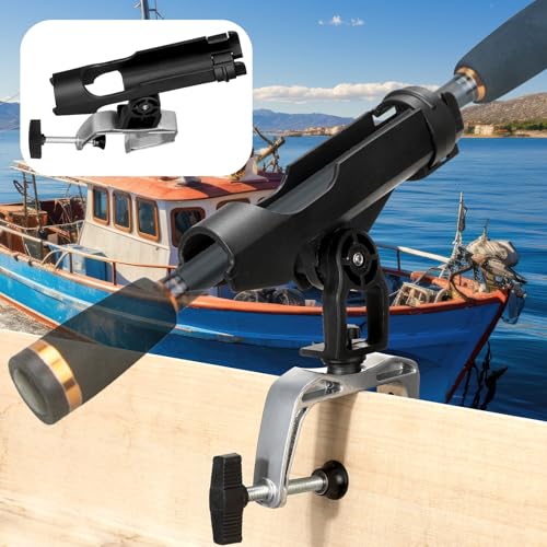 6-Pack Boat Fishing Rod Holders - 360° Adjustable Clamp for Kayak Canoe Raft