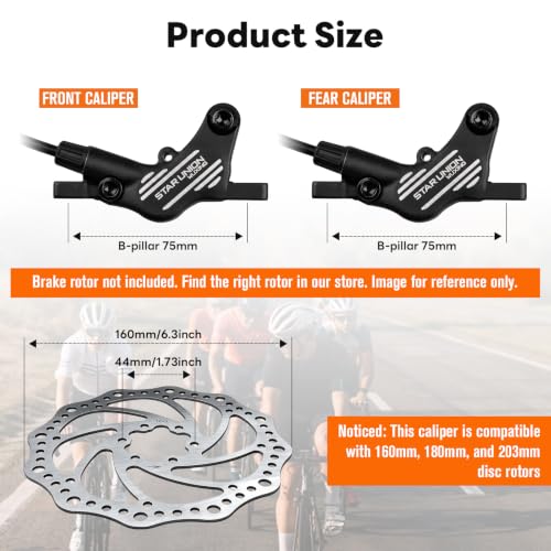 Hydraulic Disc Brake Set for E-Bikes - 4 Piston, Universal Compatibility, Left Front & Right Rear