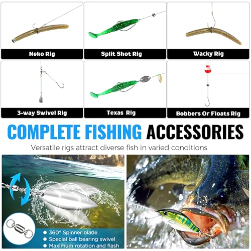 472PCS Fishing Accessories Kit Waterproof Tackle Box with Tackle - Fishing Gifts for Men - Hooks, Weights, Pliers, Fishing Gear