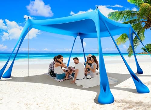 Portable 10x10ft Beach Tent Sun Shelter with Sandbags & Poles - Royal Blue