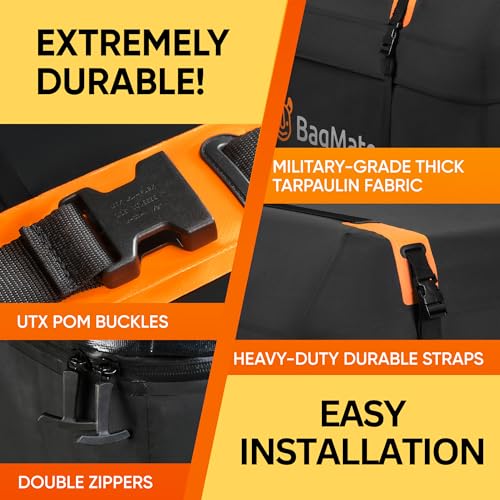 Car Roof Bag 19 Cubic Ft Waterproof Cargo Carrier with Anti-Slip Mat & Hooks - Variation 540 L