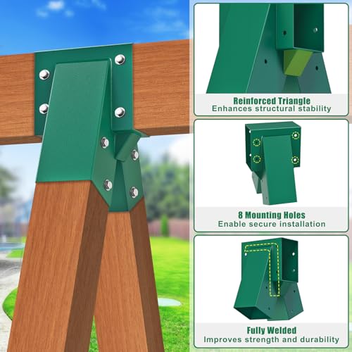 Heavy Duty A-Frame Swing Set Middle & Leveling Brackets Kit for Wooden Playsets