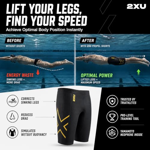 Large Black 2XU Propel Buoyancy Shorts - Neoprene Swim Training for Triathlon