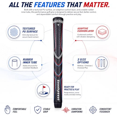 Oversize Plus Golf Grip Pack of 13 with Regripping Kit Non-Slip All-Weather Control