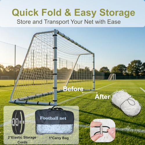 Keluwa 24 x 8 FT Soccer Goal Net Replacement - All-Weather Durable, with Carry Bag & Hooks
