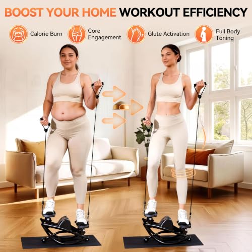 Gannyfer Black Side-to-Side Rock Stepper Exercise Machine with Digital Monitor, Resistance Bands, 330 lbs Capacity