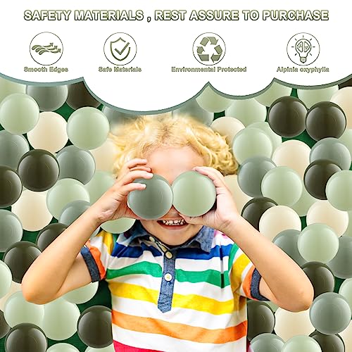 Clear Ball Pit Balls - 2.2 Inch Non-Toxic, Crush Proof Plastic Toy Balls, 100 Pack in Pearl Light Green, Green & White - Safe for Kids