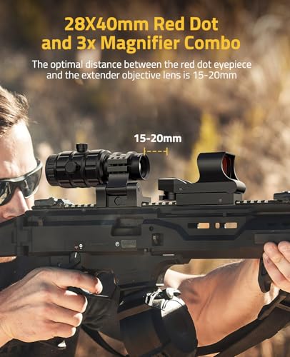 CVLIFE Black with 3X Magnifier Combo - 40mm Multi-Reticle, Absolute Co-Witness
