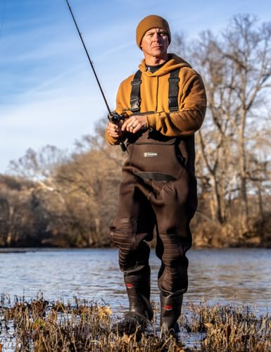 TIDEWE Neoprene Chest Waders for Men - Waterproof Bootfoot Hunting Waders - Brown 11