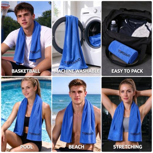 Cotton Sweat Absorbing Gym Towels 43.5 Inch Double-Sided Terry Cloth 2 Pack