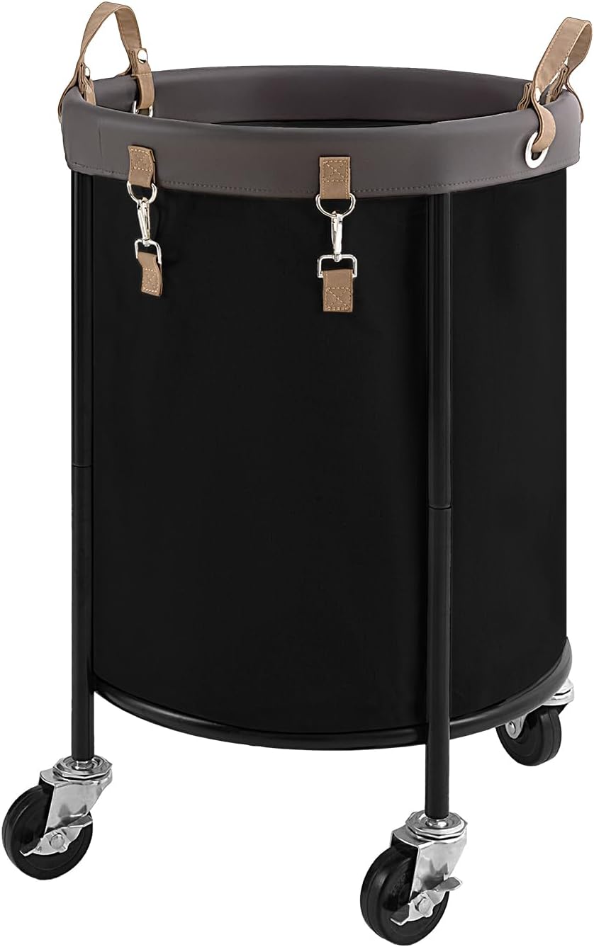 StorageWorks Rolling Laundry Basket - 110L Clothes Hamper with Wheels & Removable Bag - Black