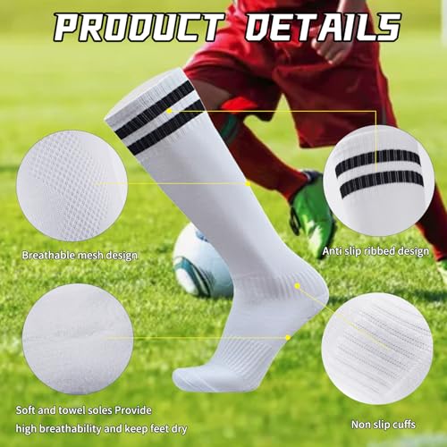 Kids Soccer Shin Guards with Socks - Black & White, Small Size