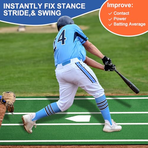 HOYWOUL 6x4 FT Green Baseball Hitting Mat with Anti-Slide Bottom Indoor Outdoor Turf Batting Practice