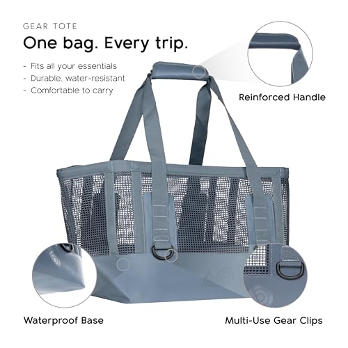 MISSION Heavy Duty Mesh Boat & Beach Tote Bag 50L Steel Blue - Waterproof, Ventilated, Outdoor Marine Gear