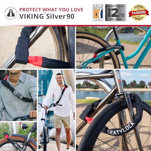 Seatylock Viking Bike Chain Lock 35.41 in Silver Rated Magnetic Security