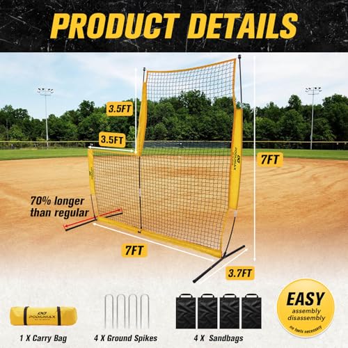 PodiuMax 7x7FT Baseball Pitching Net with Safety Screen for Pitcher Protection