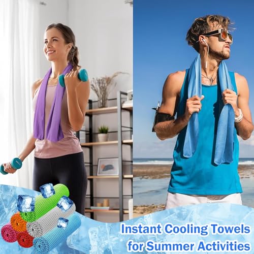 Multicolor 30-Pack Cooling Towels for Neck & Face - Microfiber Sports Ice Towels