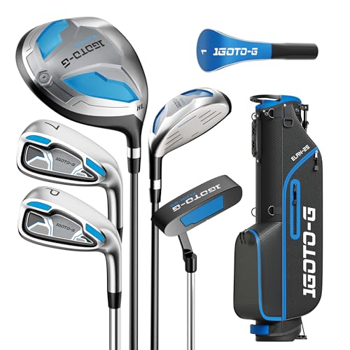Right Hand Blue Golf Clubs Set for Men & Women - Complete 7-Piece with Stand Bag