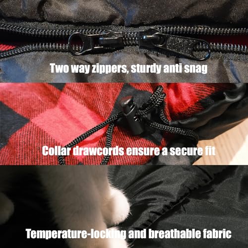 XXL 0 Degree Cotton Flannel Sleeping Bag for Adults - 4 Season Cold Weather Camping, Black-Right-New