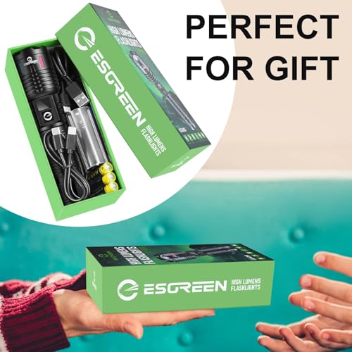 Esgreen Super Bright LED Rechargeable Flashlight 100000 Lumens 2 Modes - Medium Pack