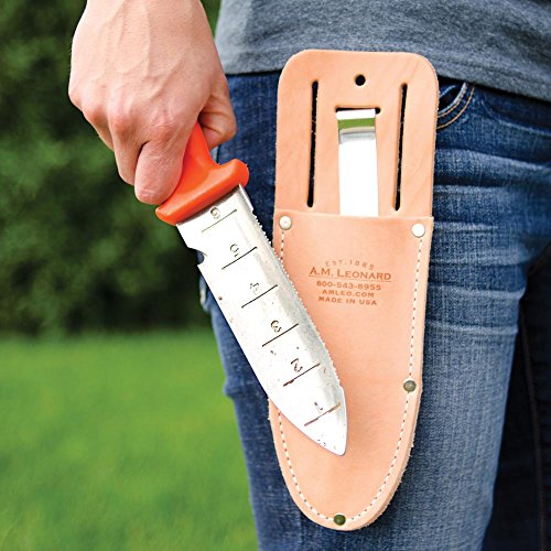 Deluxe Soil Knife with Leather Sheath - 6-Inch Stainless Steel Garden Tool