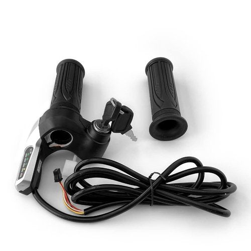 L-faster 24V/36V/48V Bike Throttle Grip Scooter Voltage Indicator Power Key Locker Accelerator (36V)