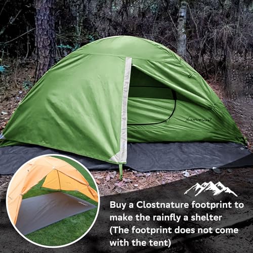 Green Clostnature 1 Person Lightweight Backpacking Tent - Easy Setup & Waterproof