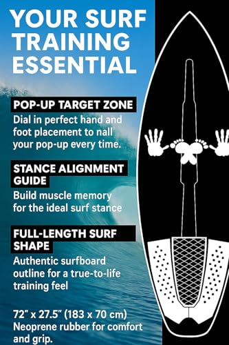 Surf Training Mat 72 x 27.5 Inches for Balance & Pop-Up Practice - Non-Slip Surfboard Trainer for Surf Fitness