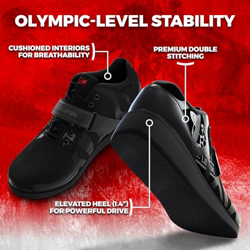 Men's 8.5 Women / 7 Men Deadlift Shoes for Powerlifting Black - Nordic Lifting MEGIN