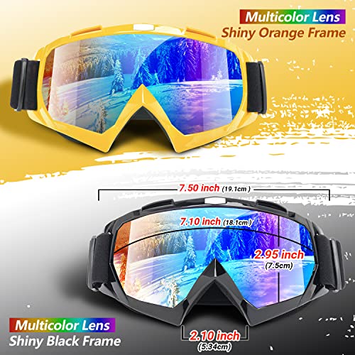 Braylin Adult Ski Goggles 2-Pack with Multicolor Lenses - Black & Orange Frames