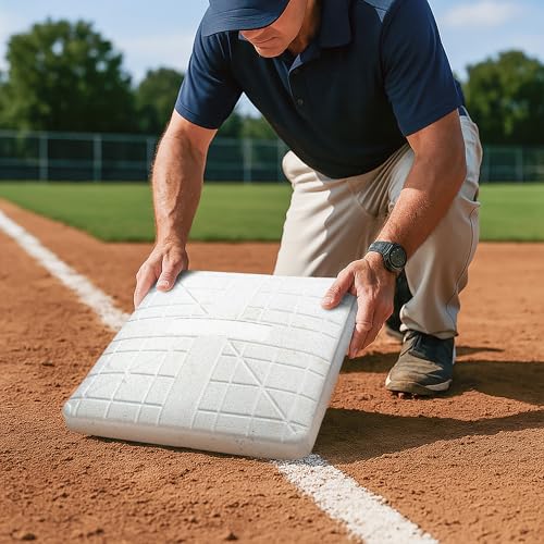 White Baseball & Softball Base Set - 3 Molded 15 In. Bases with Waffle Bottom & Anchors
