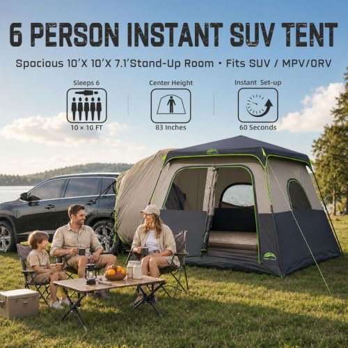 6-Person SUV Car Tent with Rainfly | Instant Setup Camping Shelter