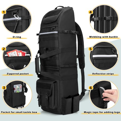 Fishing Tackle Backpack Holds 8 Rods & Reels with Multiple Storage Compartments