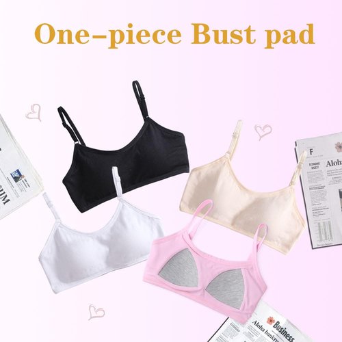 YoBeLove Teen Girls Sports Bras 6 Pack Cotton Underwear with Bra Pads and Adjustable Spaghetti Straps for Kids 10-12 Years Multicolor
