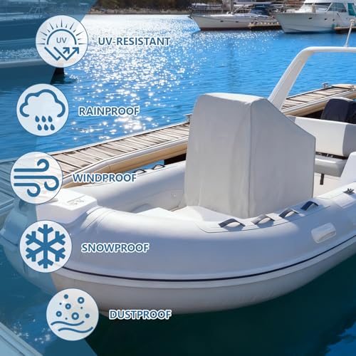 Boat Center Console Cover M - Waterproof Marine Polyester Canvas Grey