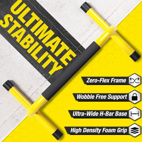Yellow Parallette Push Up Bars for Strength & Gymnastics - Home & Garage Workout