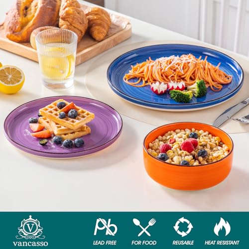 Vancasso Bonita Multicolor 18-Piece Dinnerware Set for 6 - Stoneware Plates & Bowls, Dishwasher & Microwave Safe