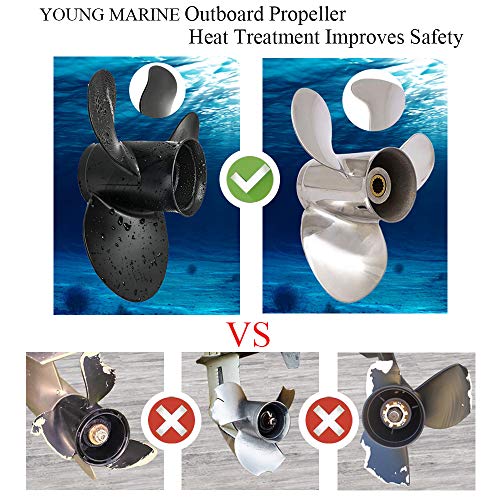 Young Marine OEM Aluminum Outboard Propeller for Mercury 30-70HP, 10 1/2" Diameter, 13" Pitch, 13 Spline - D:10 1/2" P:13"